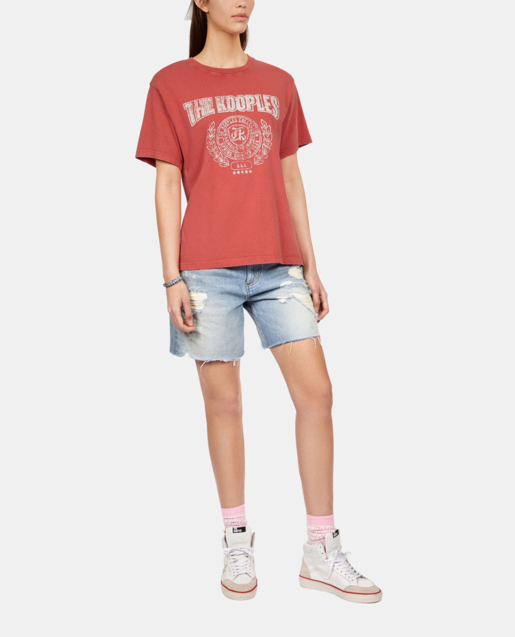Red T-shirt with Blazon serigraphy, RED BRIQUE, hi-res image number null