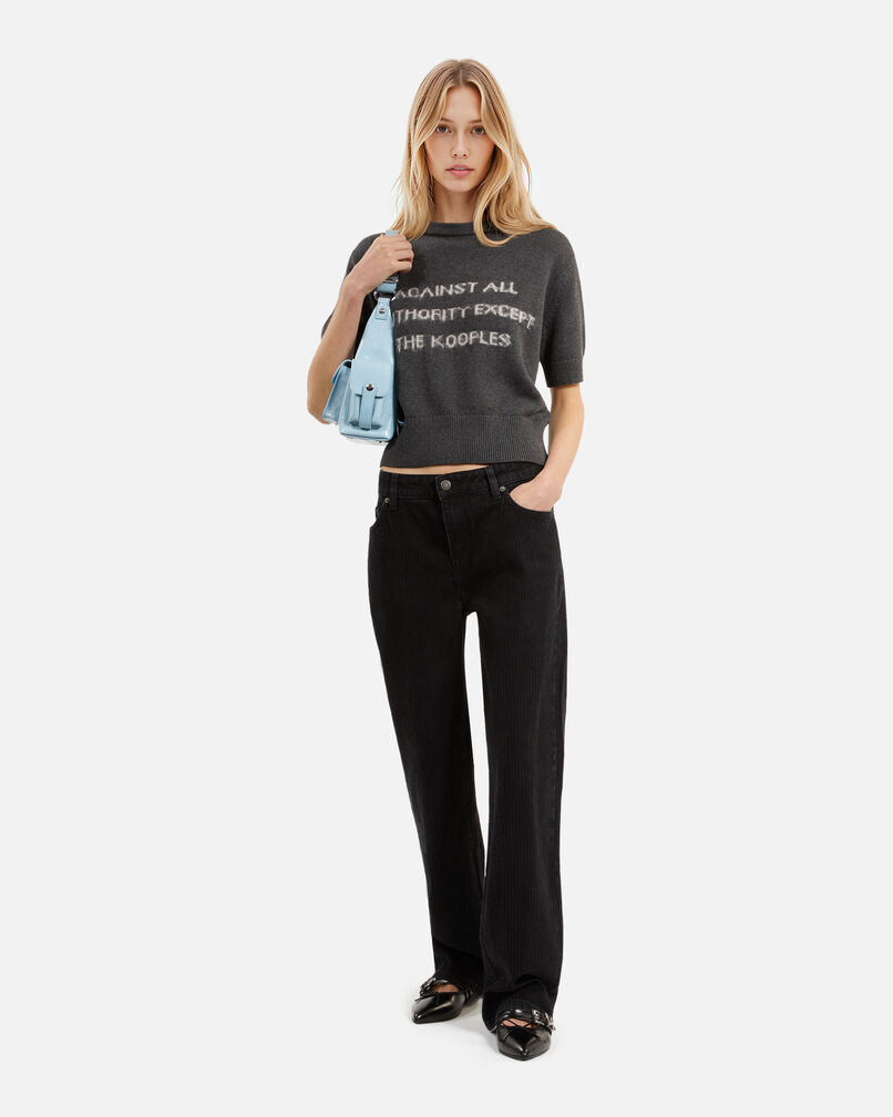 The Kooples WOMEN BLACK WASHED straight black jeans