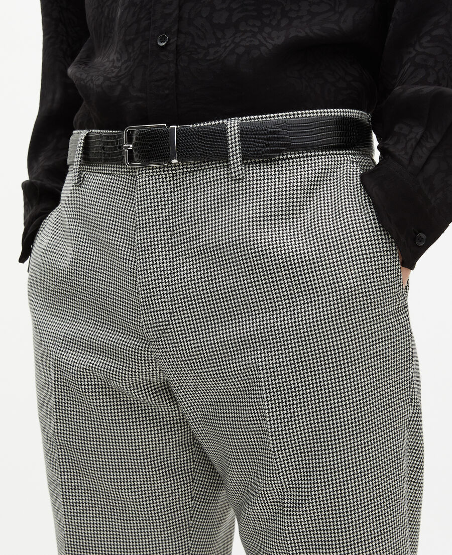 The Kooples HOMME BLACK GREY pantalon de costume ajusté en pied de poule noir et blanc