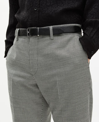 The Kooples HOMME BLACK GREY pantalon de costume ajusté en pied de poule noir et blanc