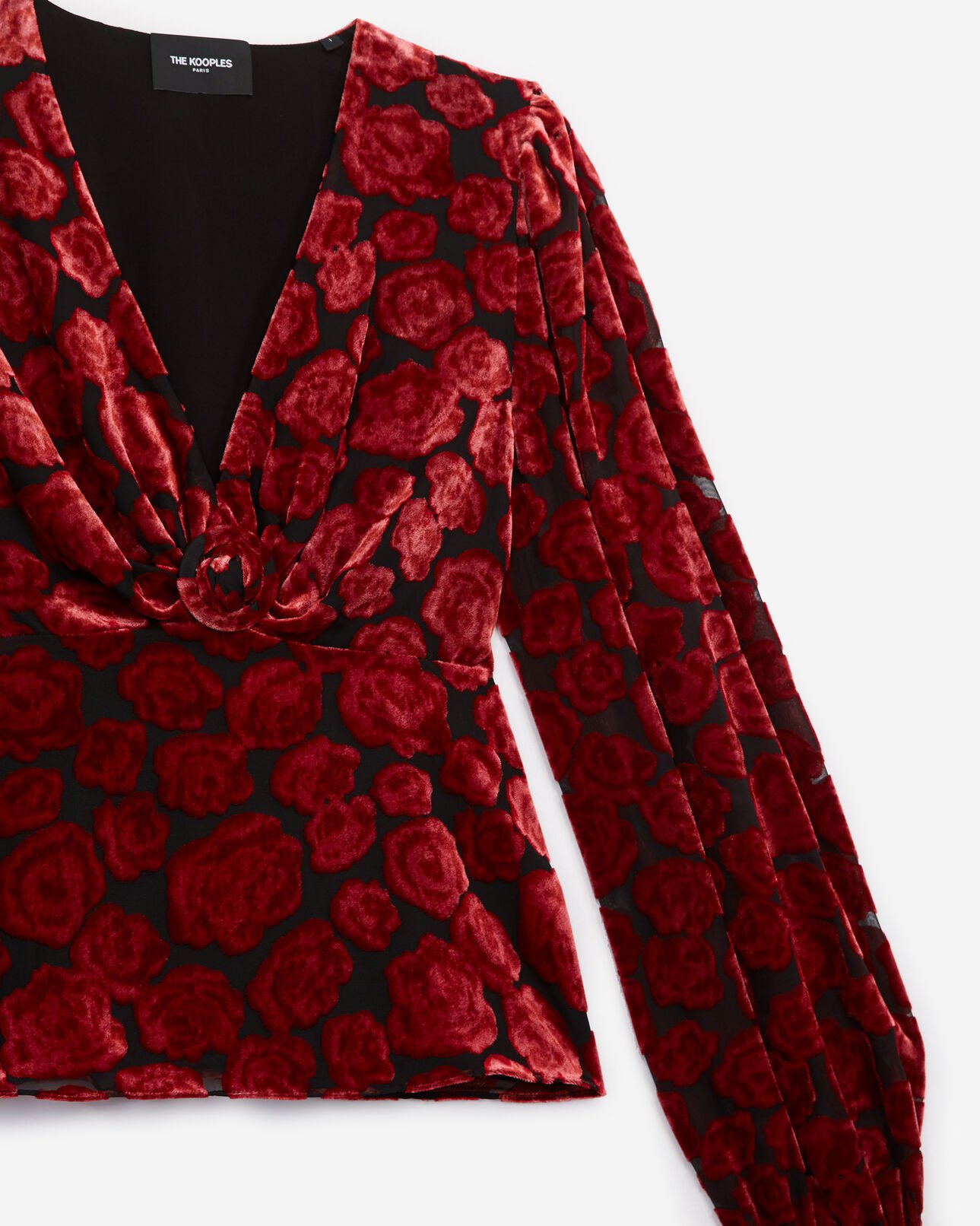 The Kooples FEMME BLACK - RED top rock velours imprimé fleurs