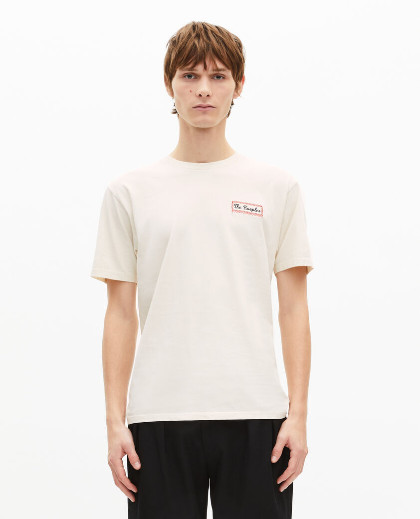 The Kooples MEN LIGHT BEIGE t-shirt with beige via prony screen print