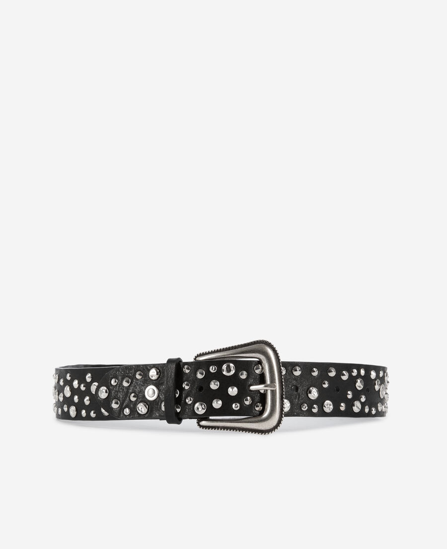 The Kooples FEMME BLACK ceinture clout&eacute;e en cuir noir