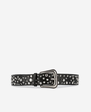 The Kooples FEMME BLACK ceinture clout&eacute;e en cuir noir