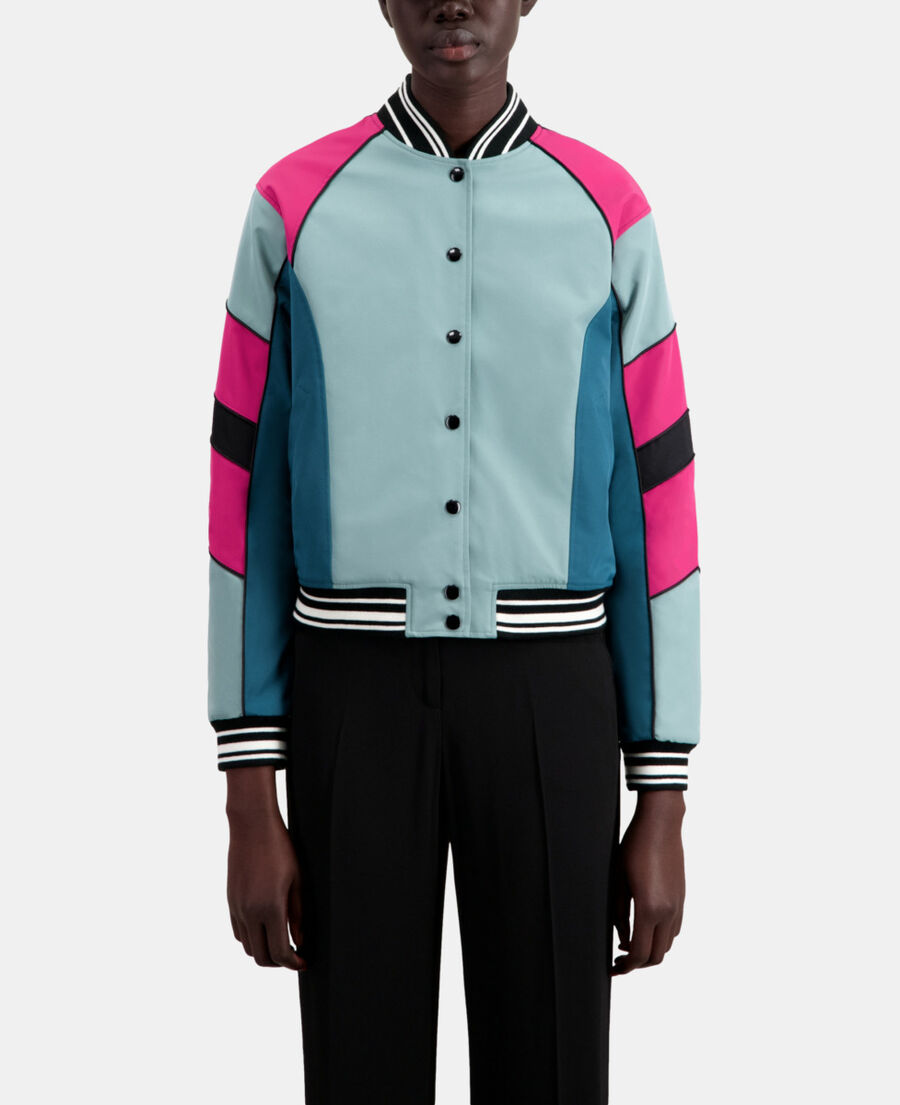 The Kooples FEMME CELADON blouson court avec patchwork multicouleur