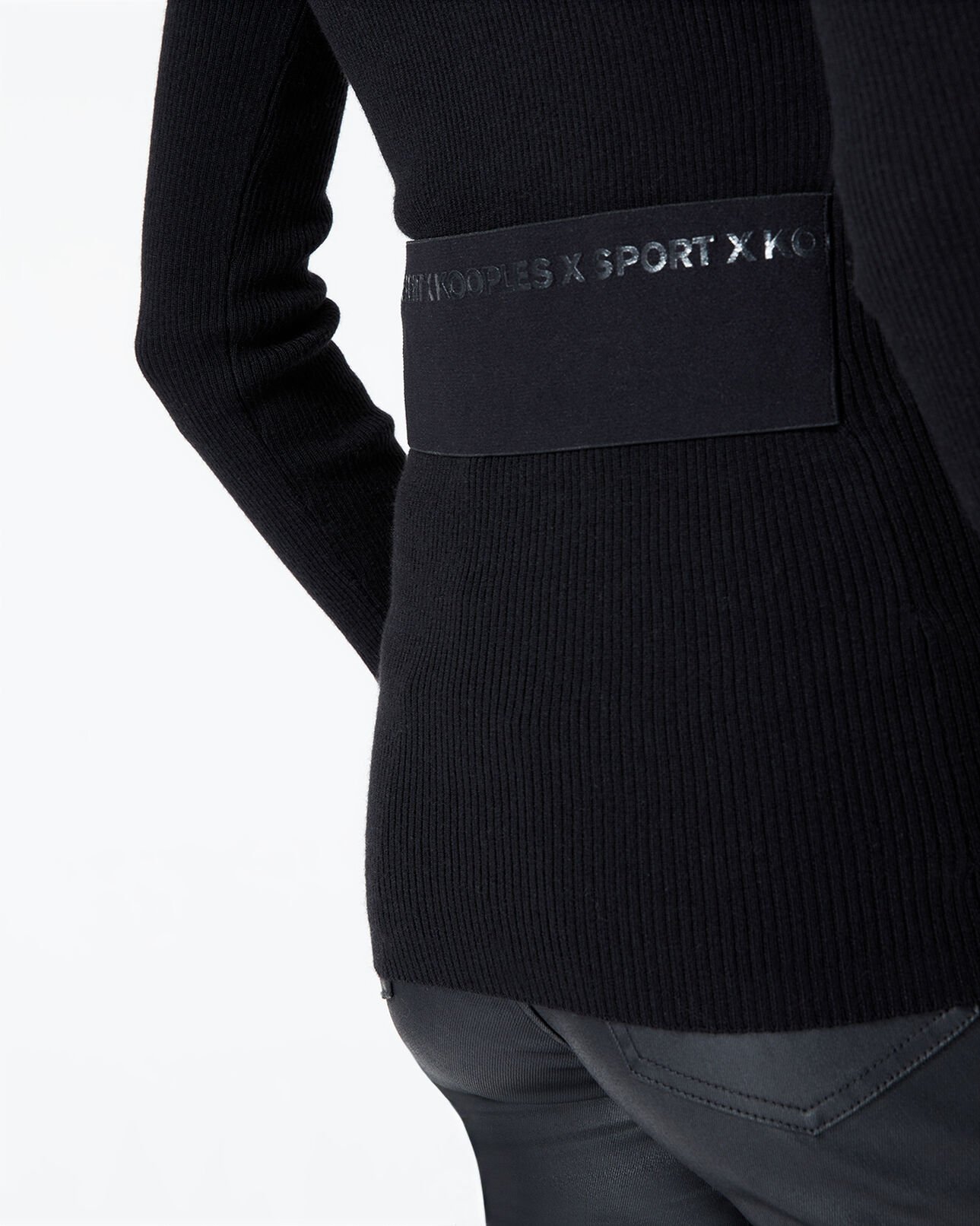 The Kooples WOMEN BLACK fitted black merino wool sweater