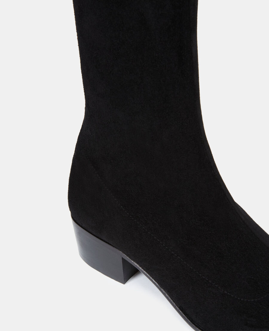 The Kooples F BLACK black leather thigh-high boots