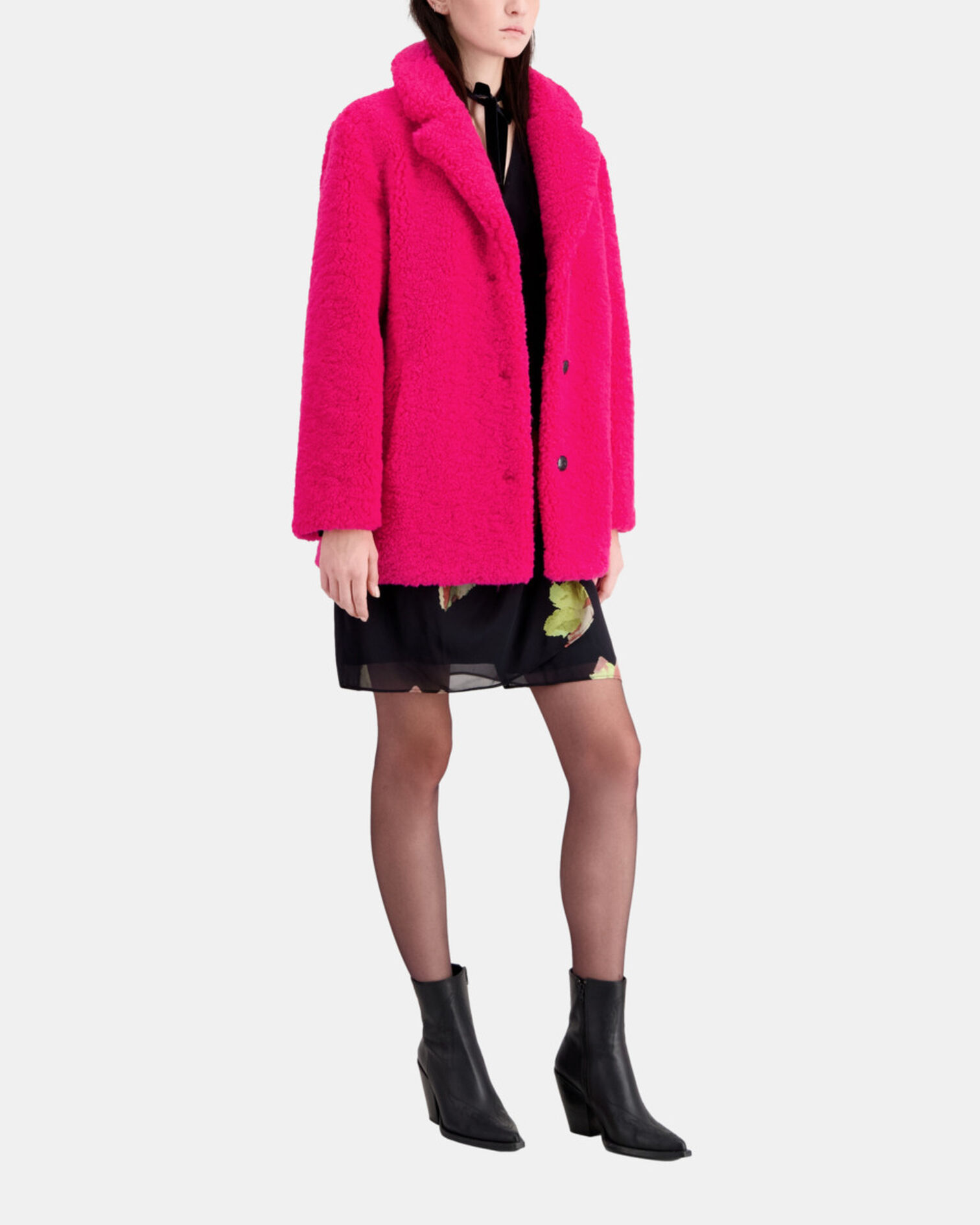 Manteau imitation fourrure rose, FUSHIA, hi-res image number null