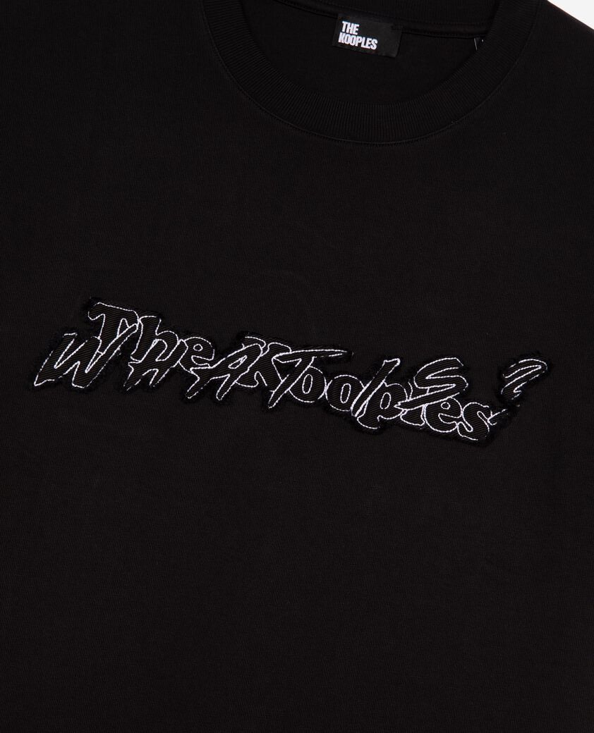 The Kooples MEN BLACK what is denim t-shirt black