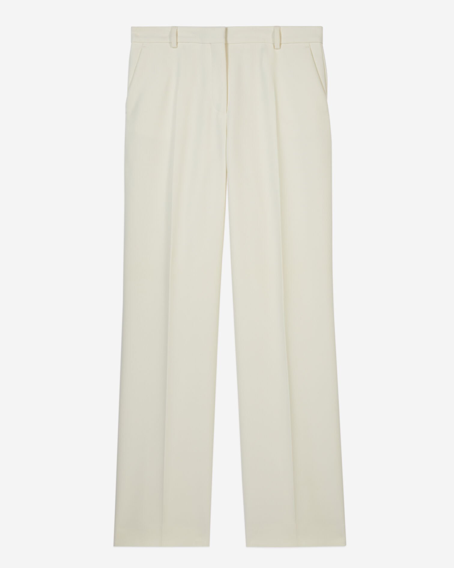 Straight-cut ecru crepe tailored trousers, ECRU, hi-res image number null