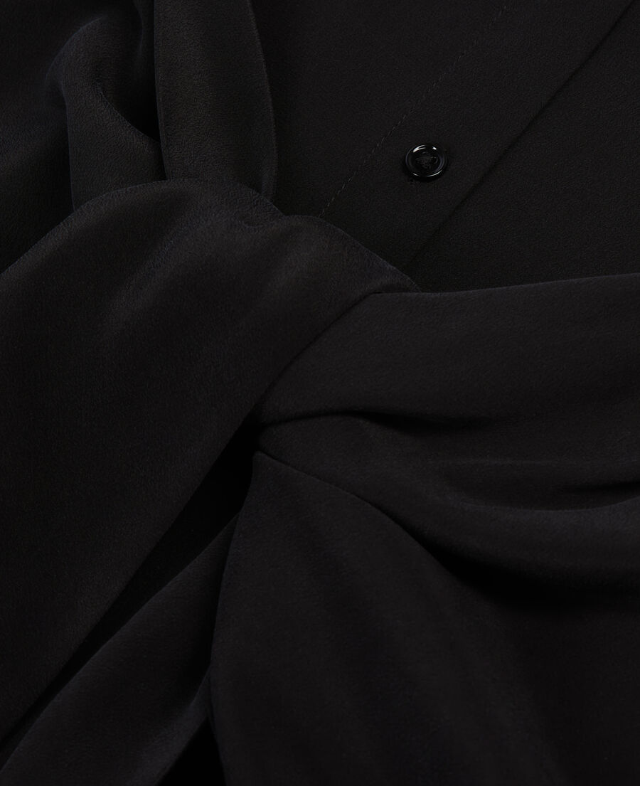 robe chemise noire courte avec nœud