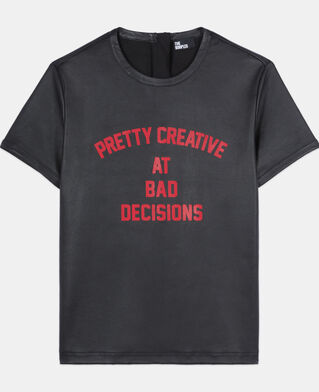 The Kooples F BLACK black leather pretty creative serigraphy t-shirt