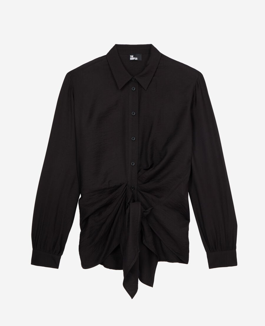 The Kooples WOMEN BLACK black shirt with draped effect