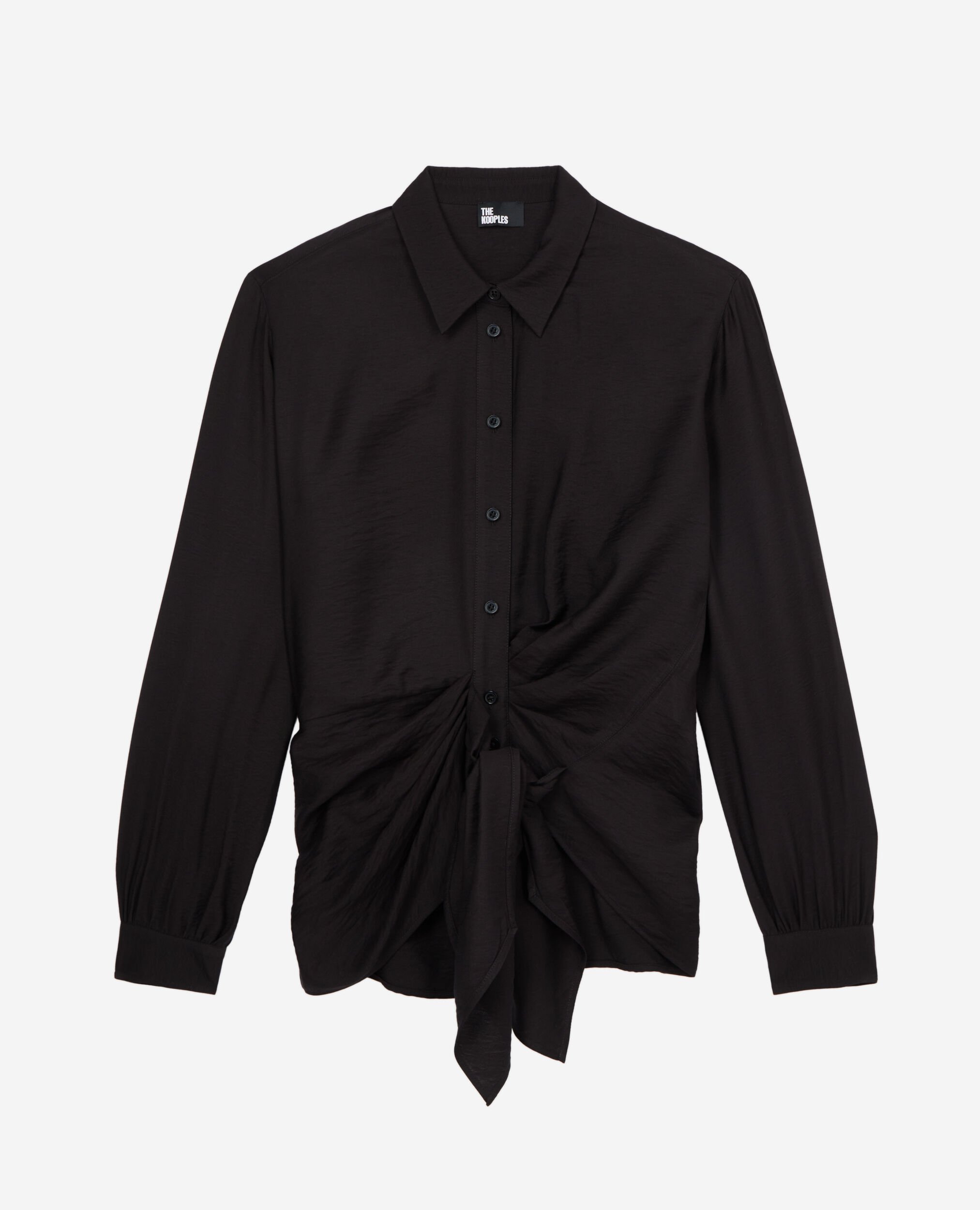 Black shirt with draped effect, BLACK, hi-res image number null