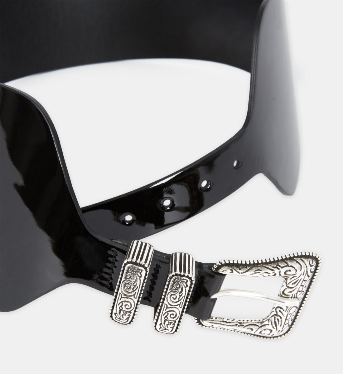 Ceinture large en cuir vinyle noir