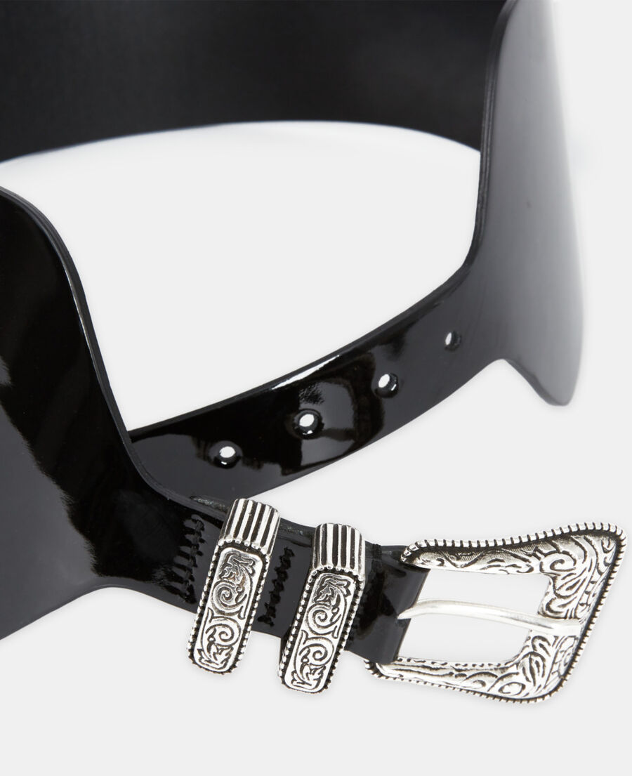ceinture large en cuir vinyle noir