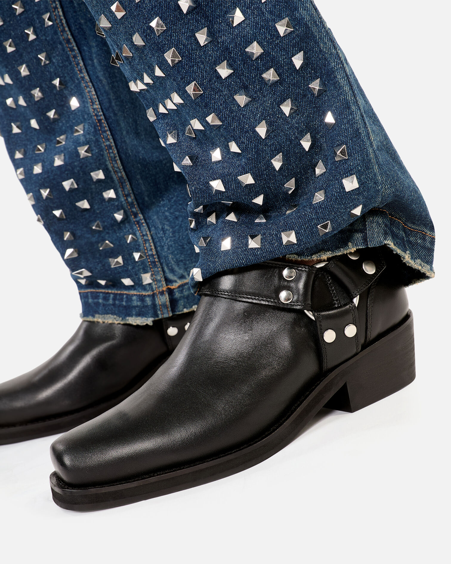 Low ankle boots with black leather straps, BLACK, hi-res image number null