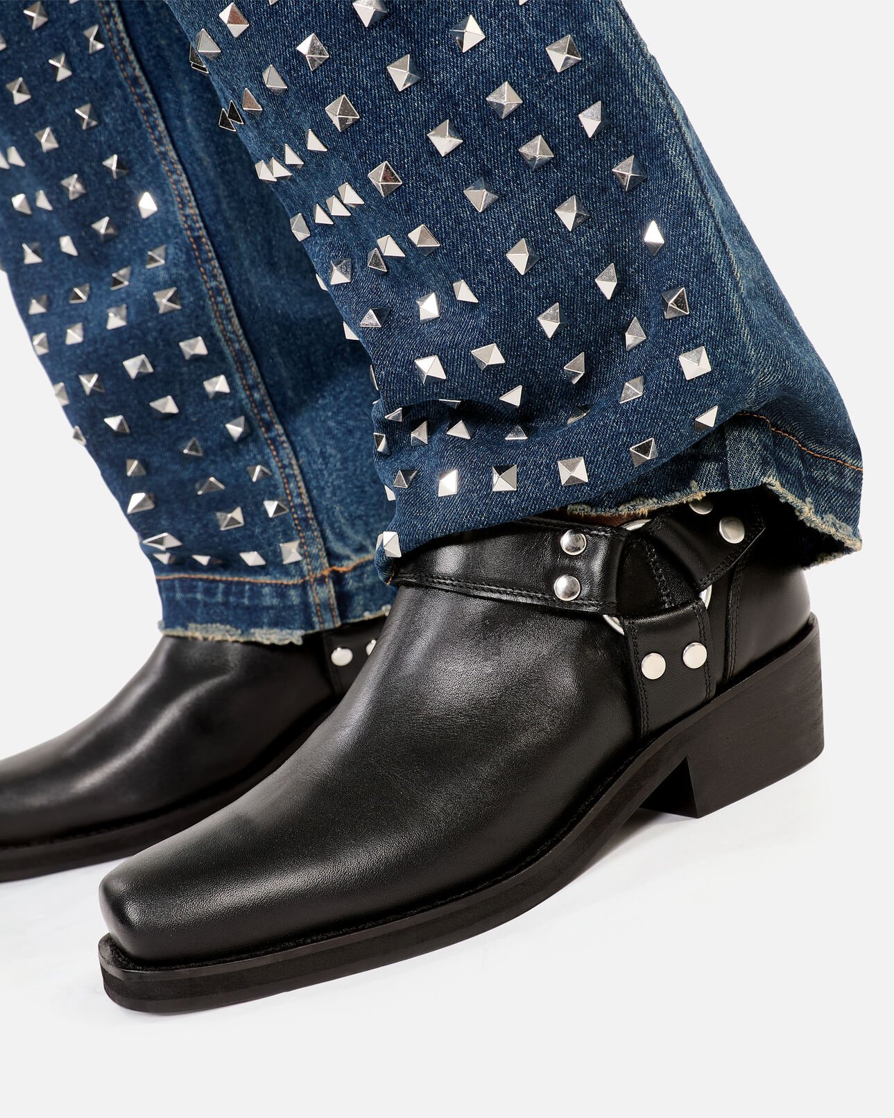 The Kooples MUJER BLACK botines bajos con tiras de piel negra