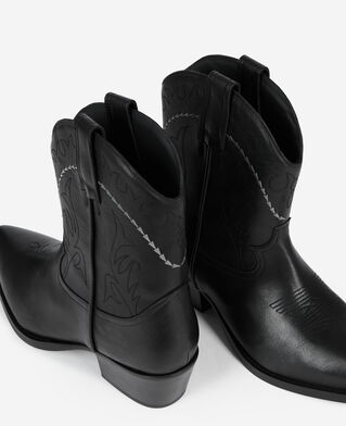 The Kooples MEN BLACK black leather western boots