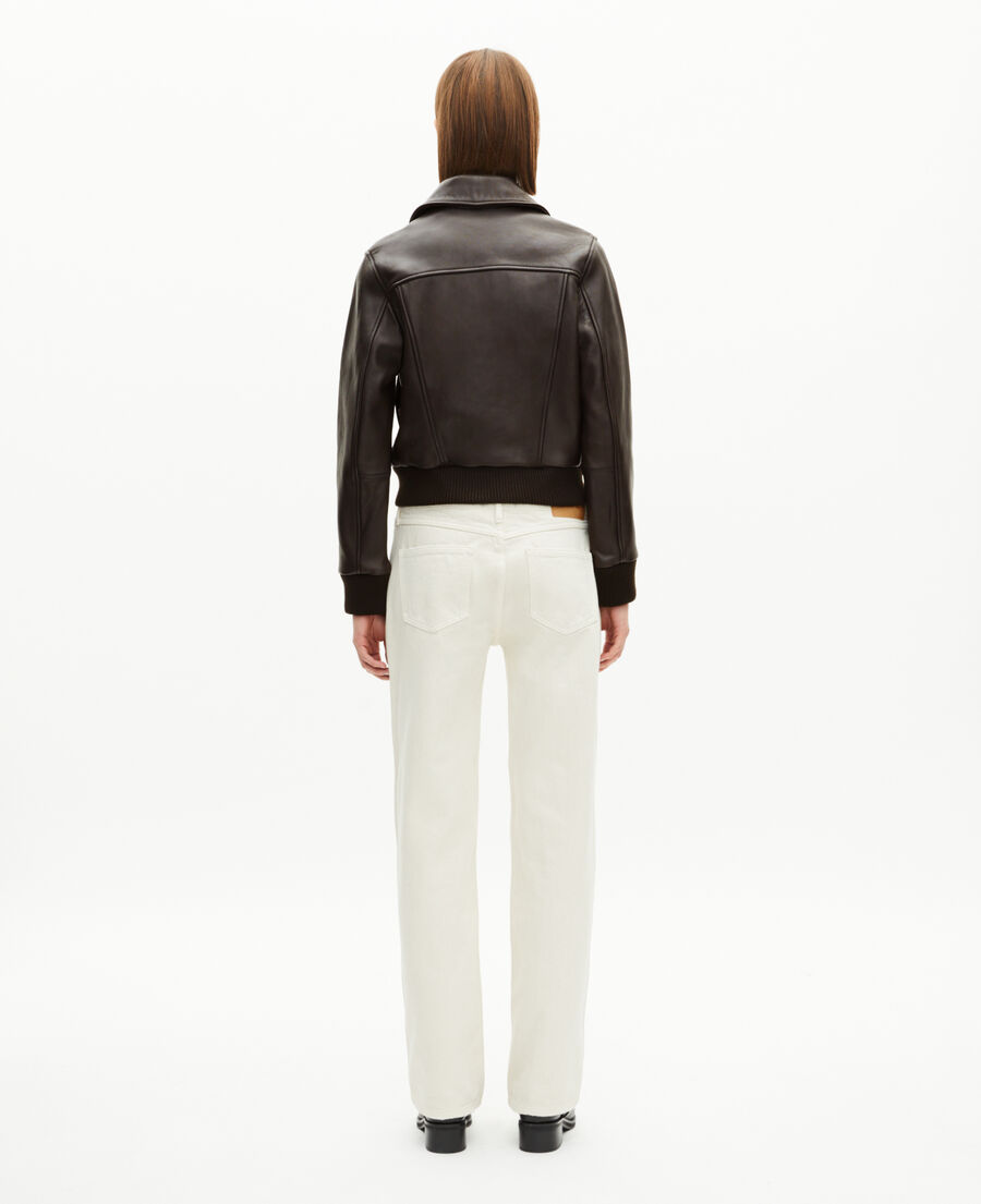 The Kooples DAMEN BROWN kurze braune lederjacke