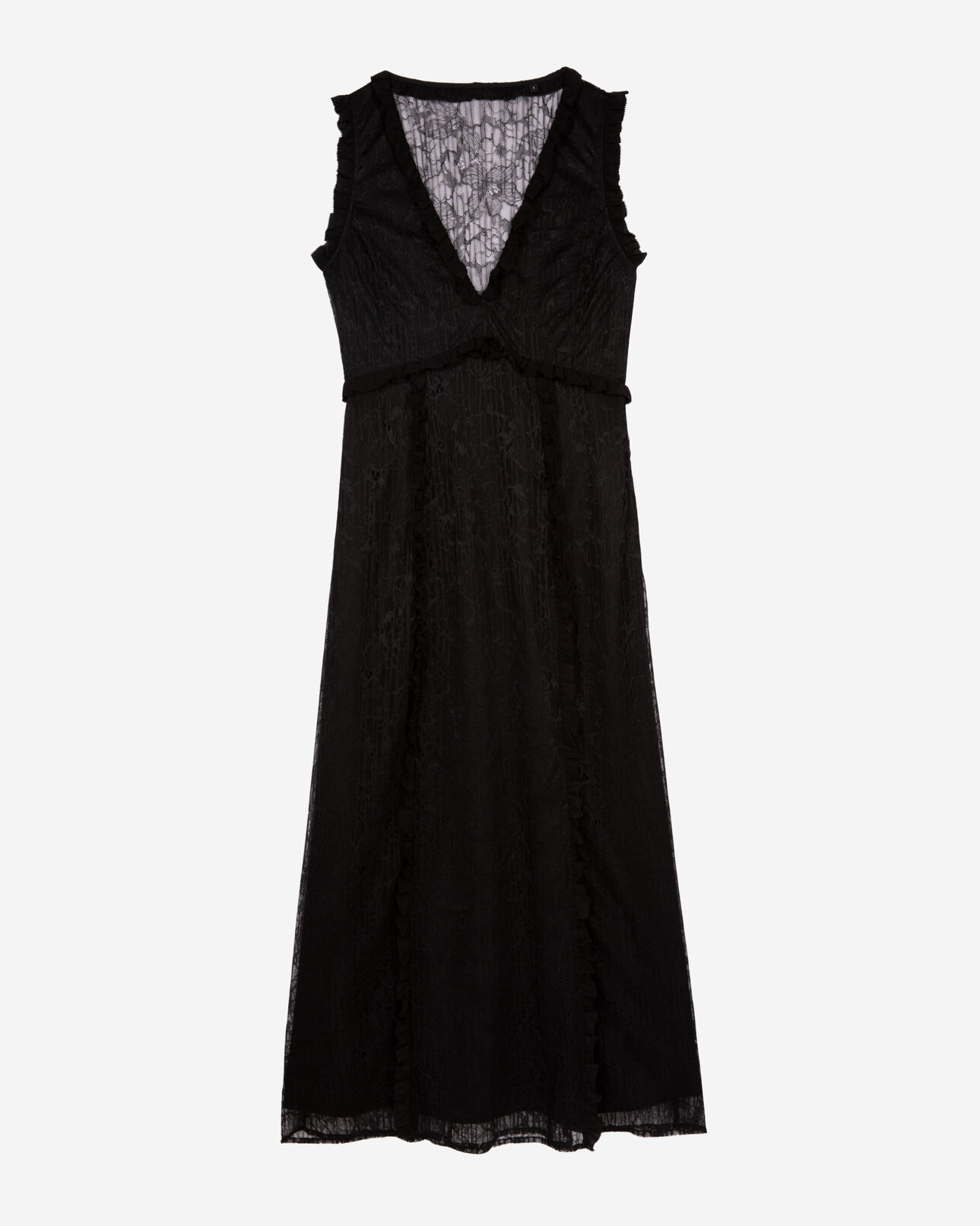 The Kooples MUJER BLACK maxi vestido de encaje negro
