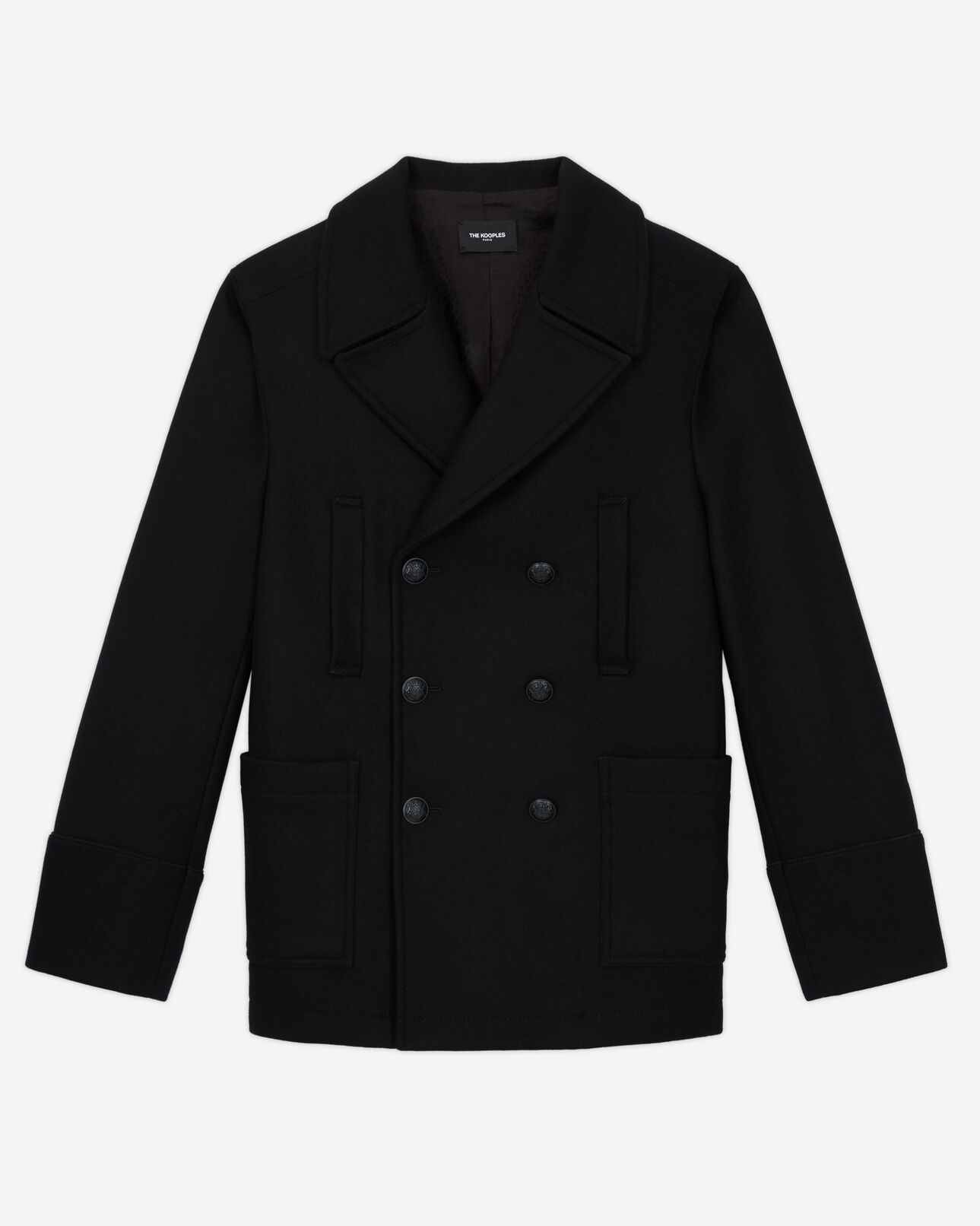 The Kooples HOMME BLACK manteau en laine noir