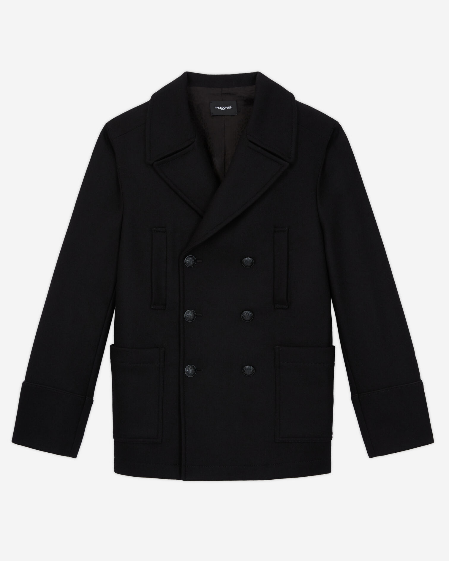 Manteau en laine noir, BLACK, hi-res image number null