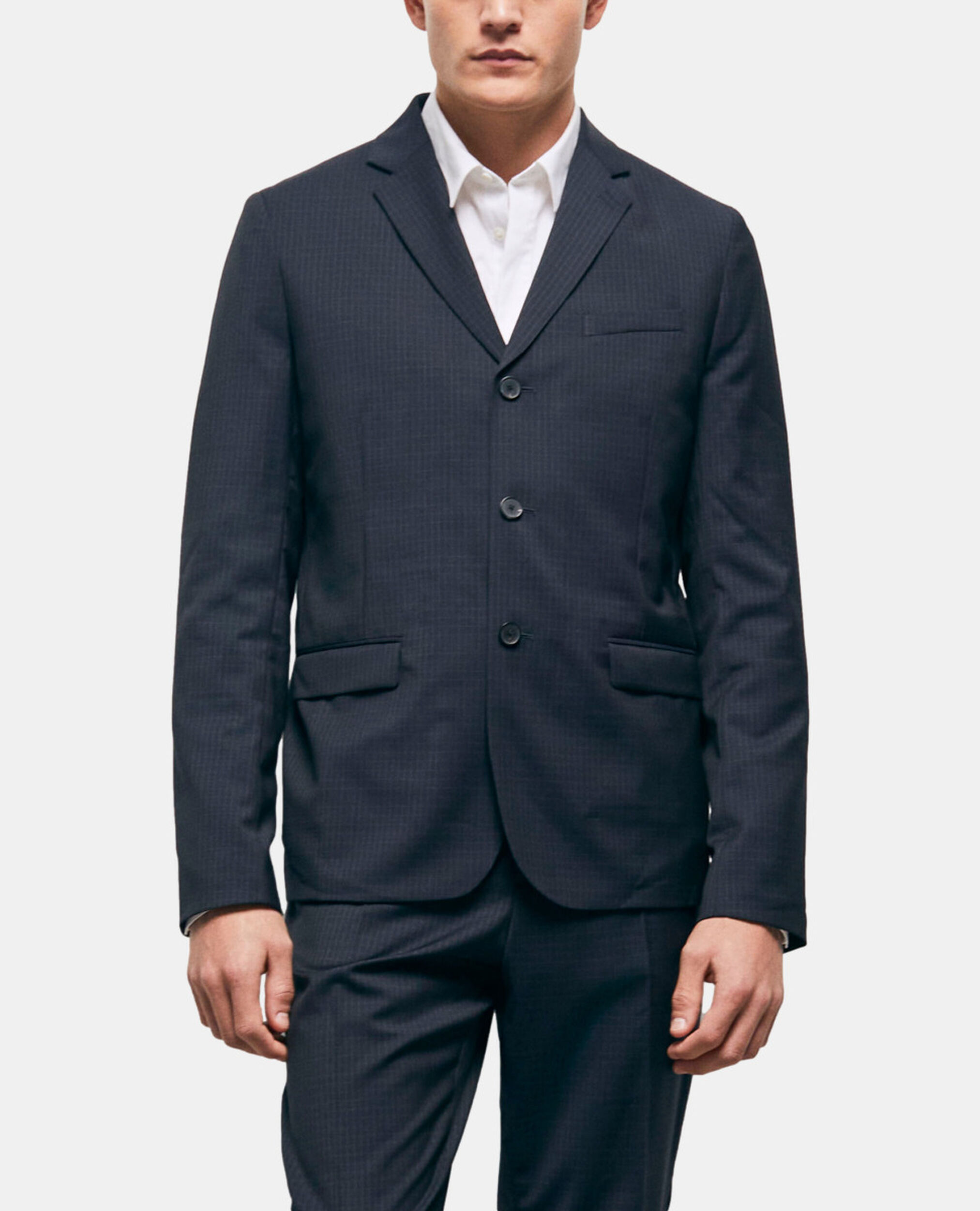 Veste de costume en laine à carreaux, NAVY / WHITE, hi-res image number null