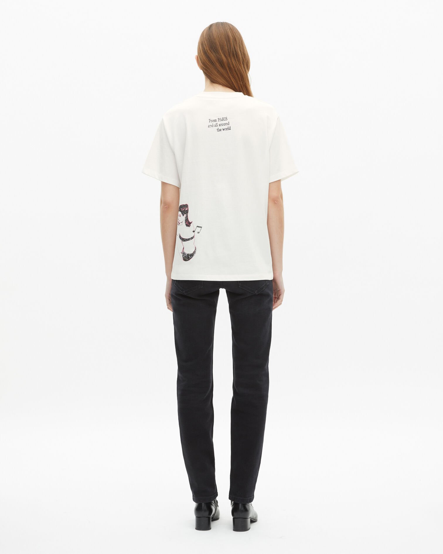 T-shirt with white screen print, WHITE, hi-res image number null
