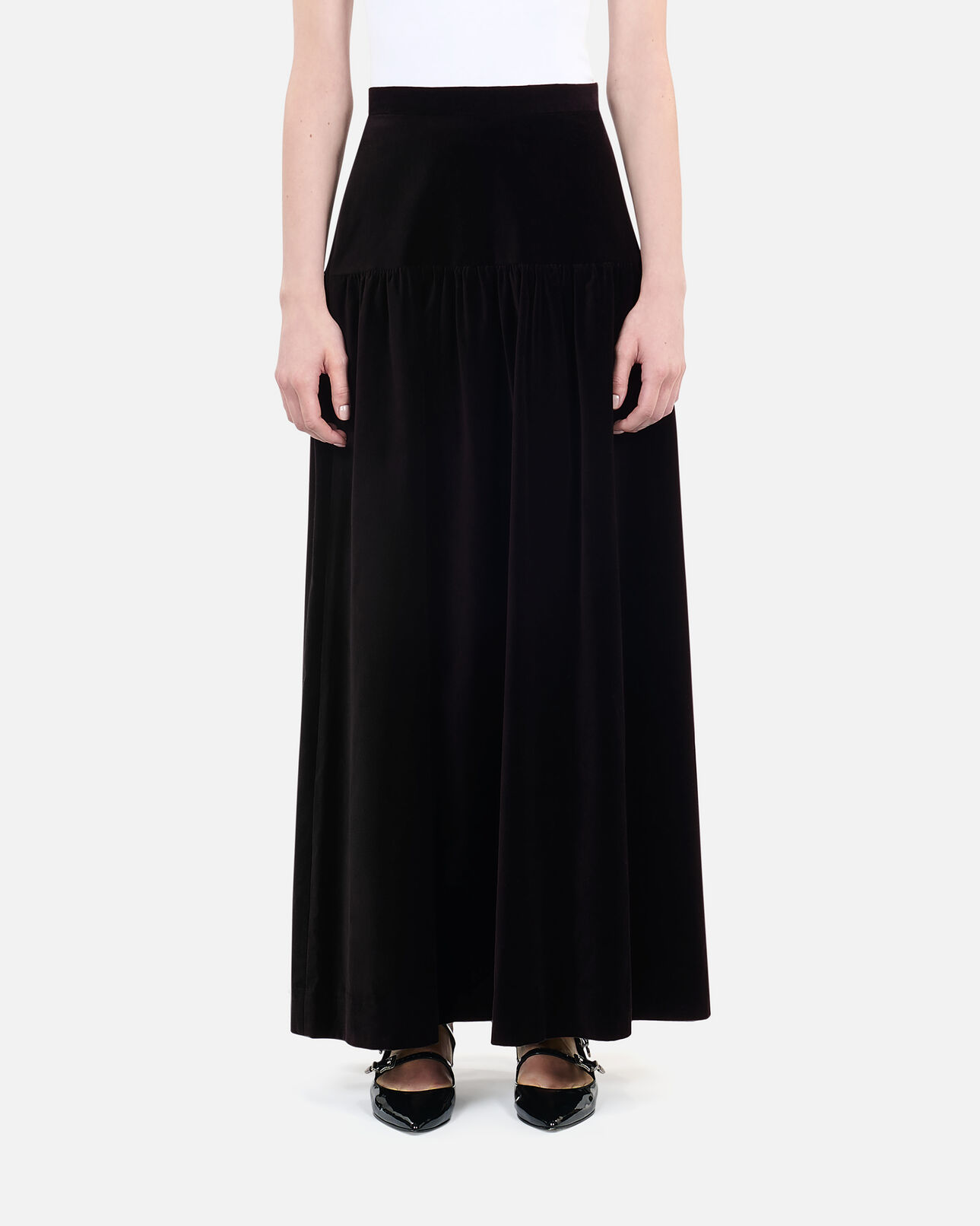 The Kooples WOMEN BLACK black velvet long skirt
