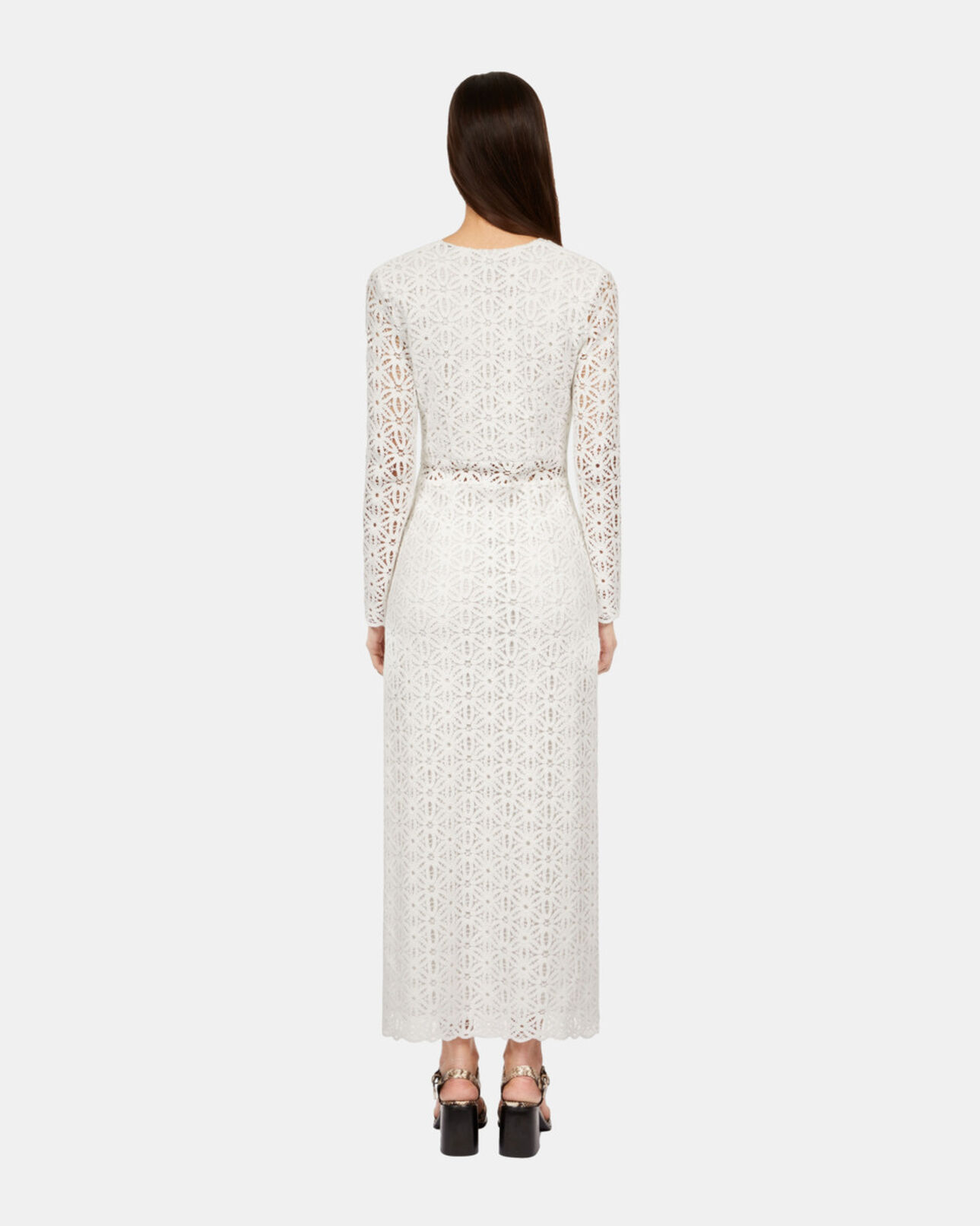 The Kooples MUJER WHITE vestido largo blanco guipur