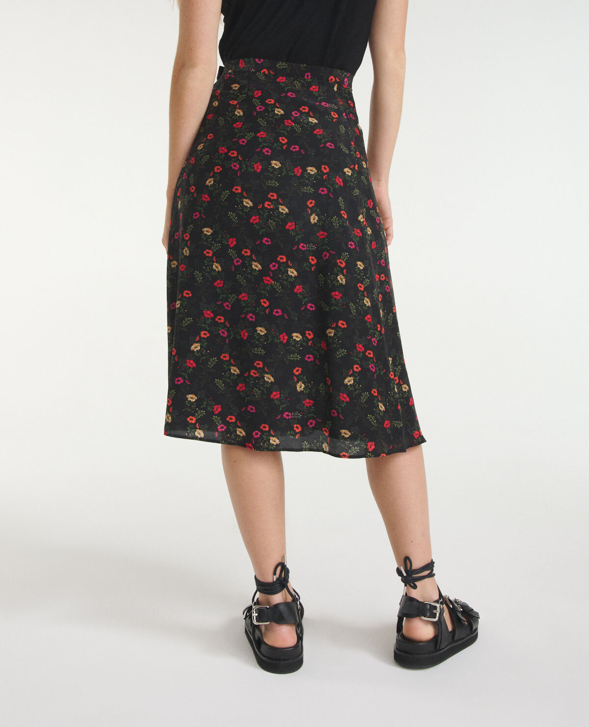 Printed midi skirt with belted waist The Kooples