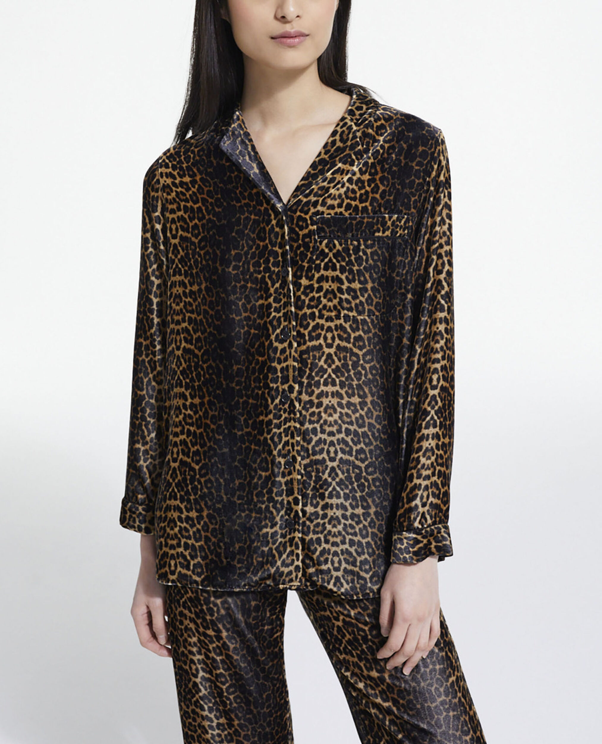 Velvet leopard print shirt, LEOPARD, hi-res image number null