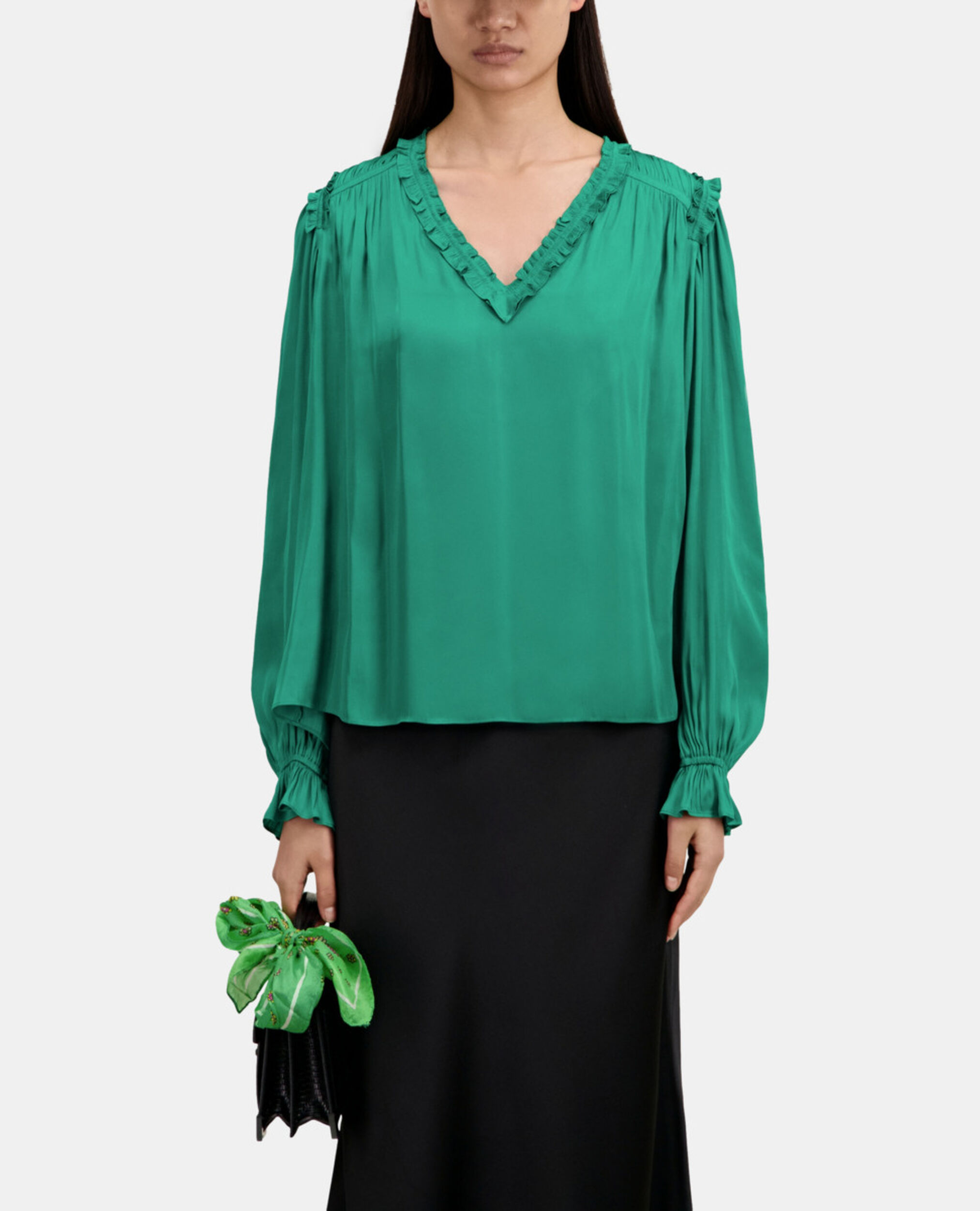 Green top with shirring, GREEN, hi-res image number null
