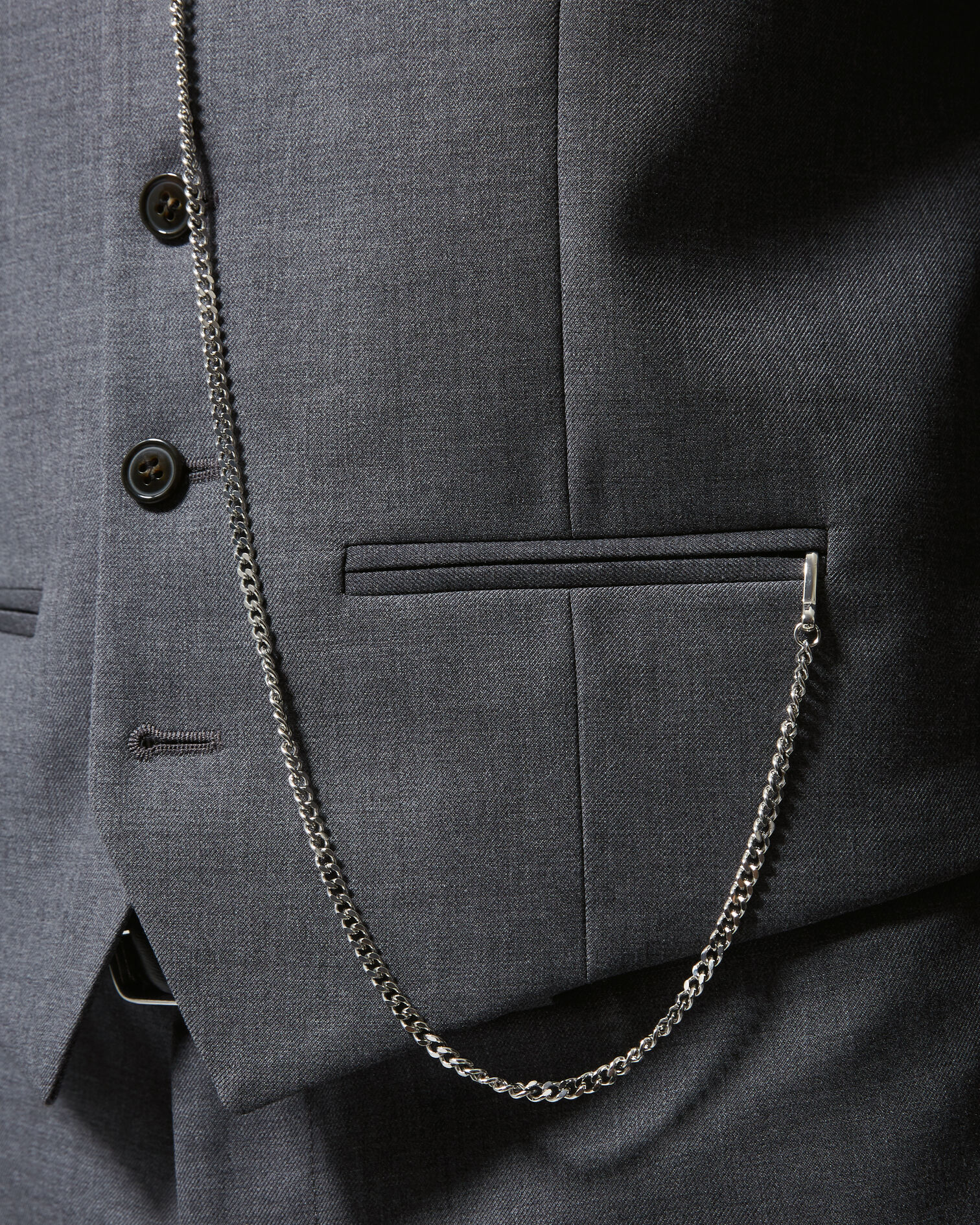Buttoned light grey waistcoat in wool, GREY, hi-res image number null