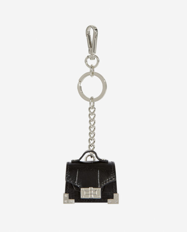 silver keyring with mini black bag