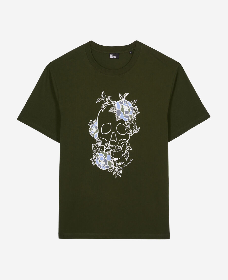 The Kooples HOMME DARK GREEN t-shirt avec sérigraphie kaki