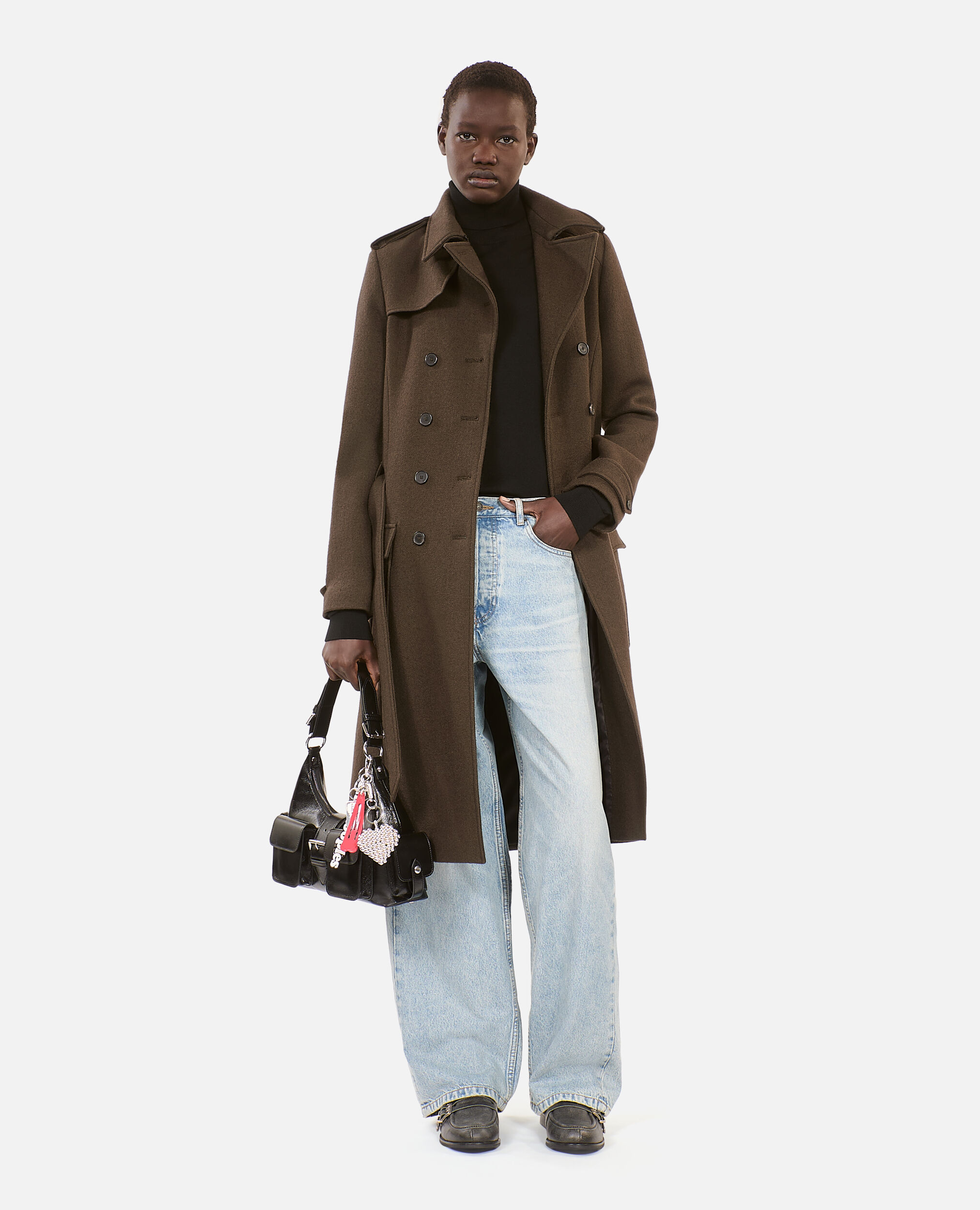 Long khaki trench style coat