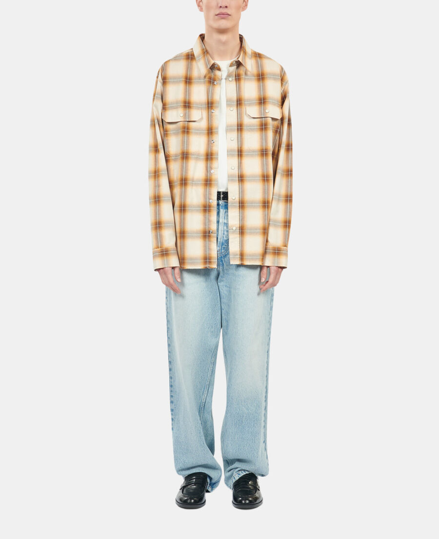 The Kooples MEN BROWN-BEIGE checked shirt