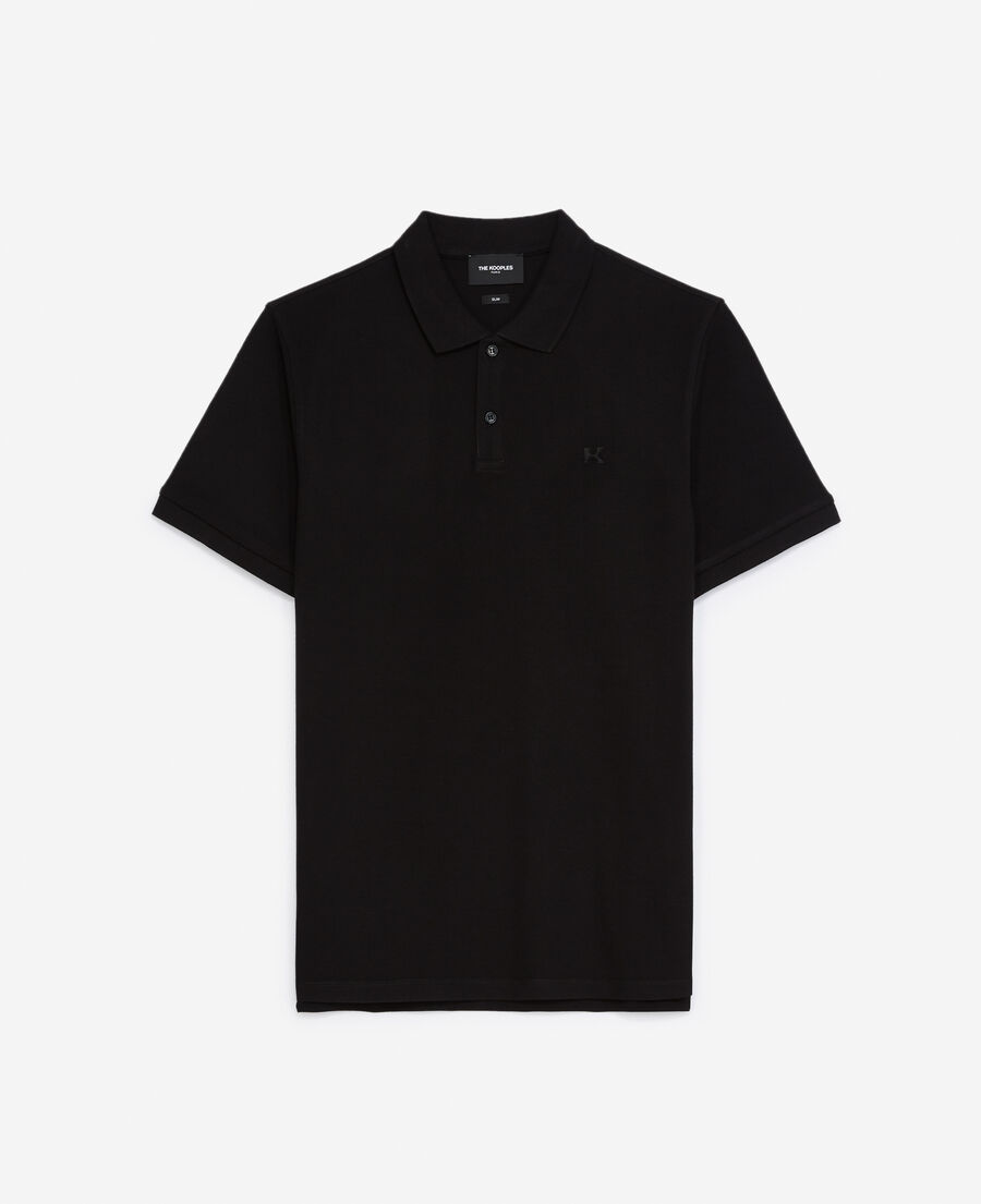 camisa polo algodón negra logotipo monograma