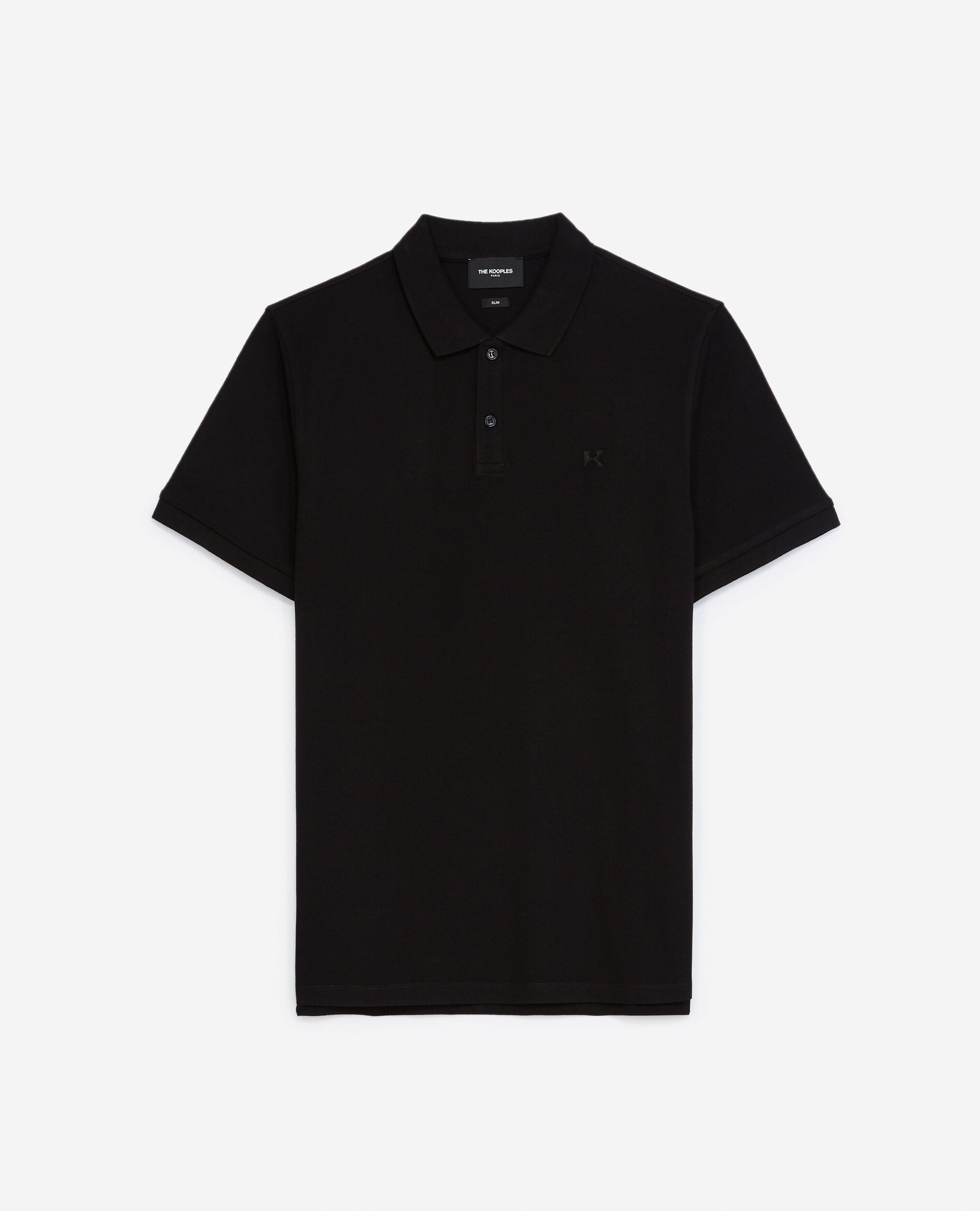 Camisa polo algodón negra logotipo monograma, BLACK, hi-res image number null