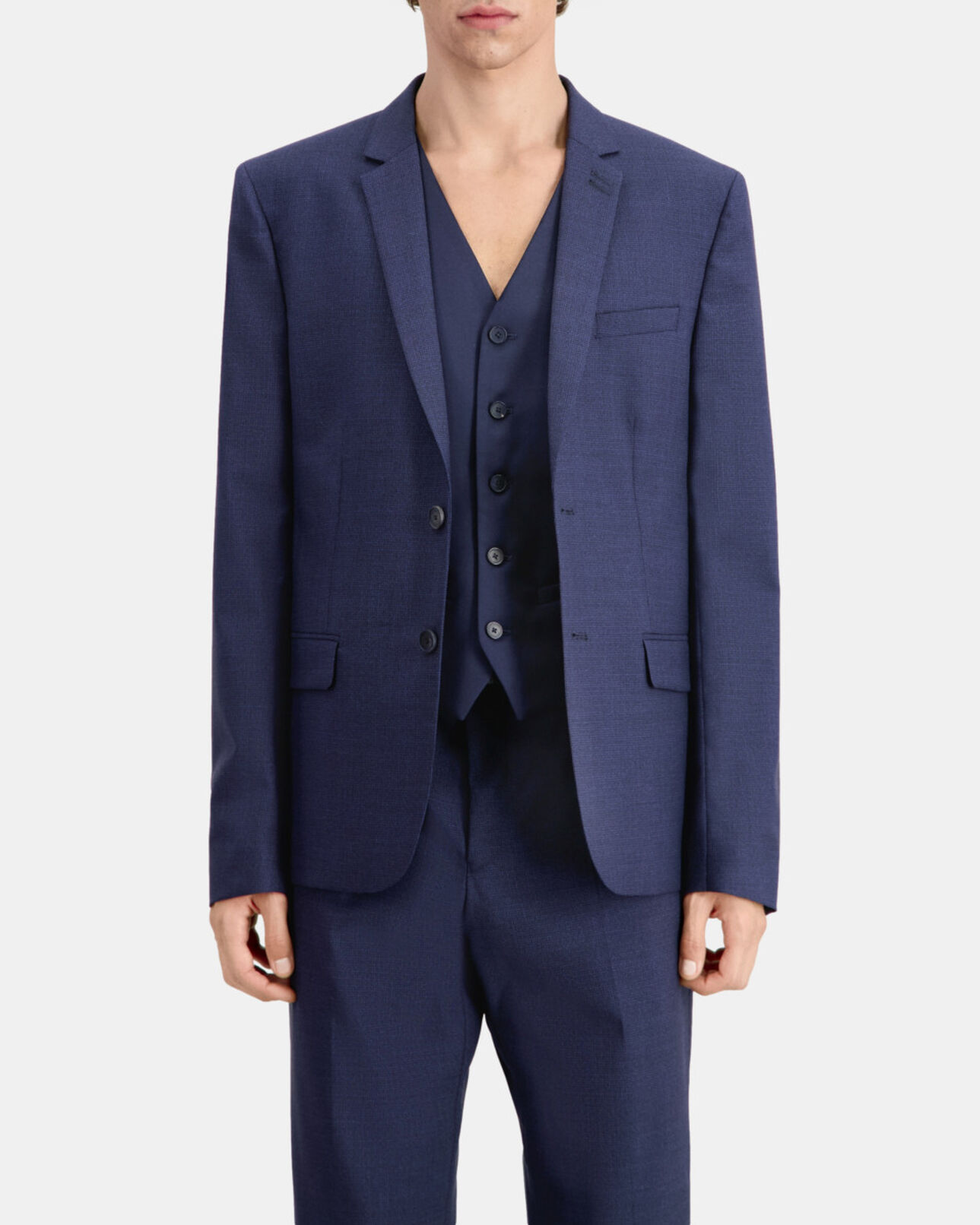 The Kooples MEN NAVY / BLACK navy blue micro-pattern wool suit jacket