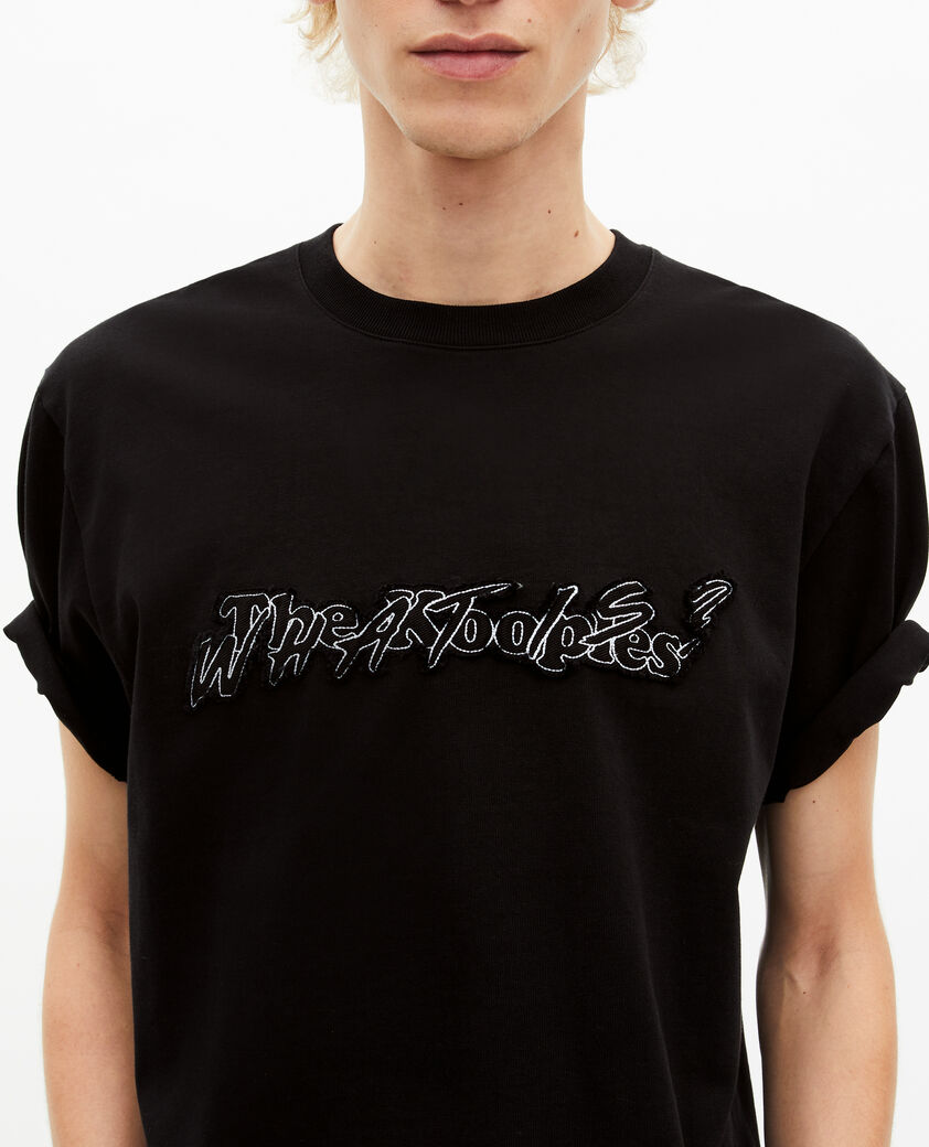The Kooples HOMME BLACK t-shirt what is m&eacute;tallique noir