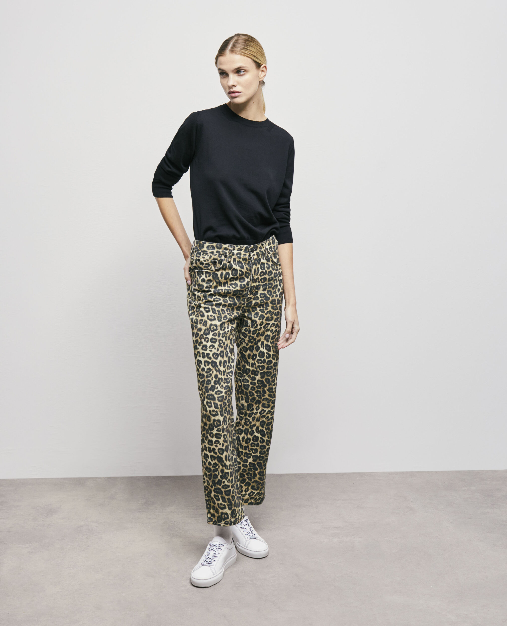 Leopard print straight-cut jeans | The Kooples