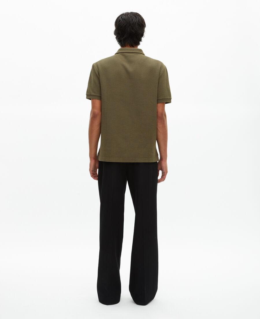 The Kooples MEN KAKI khaki honeycomb polo shirt with crest