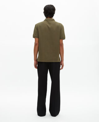 The Kooples MEN KAKI khaki honeycomb polo shirt with crest