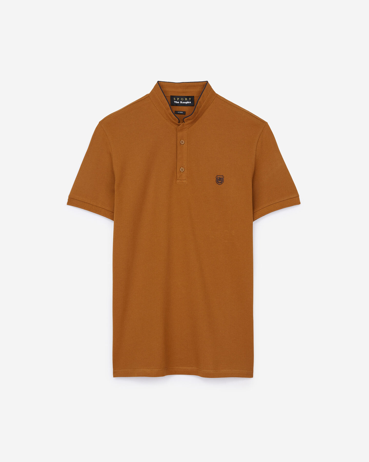 Mustard yellow cotton polo shirt with navy blue details, DIJON/DARK NAVY, hi-res image number null