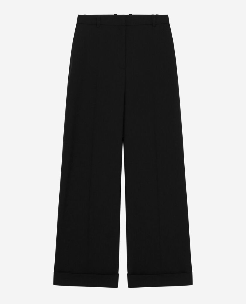 The Kooples WOMEN BLACK wide-leg pants with black cuffs