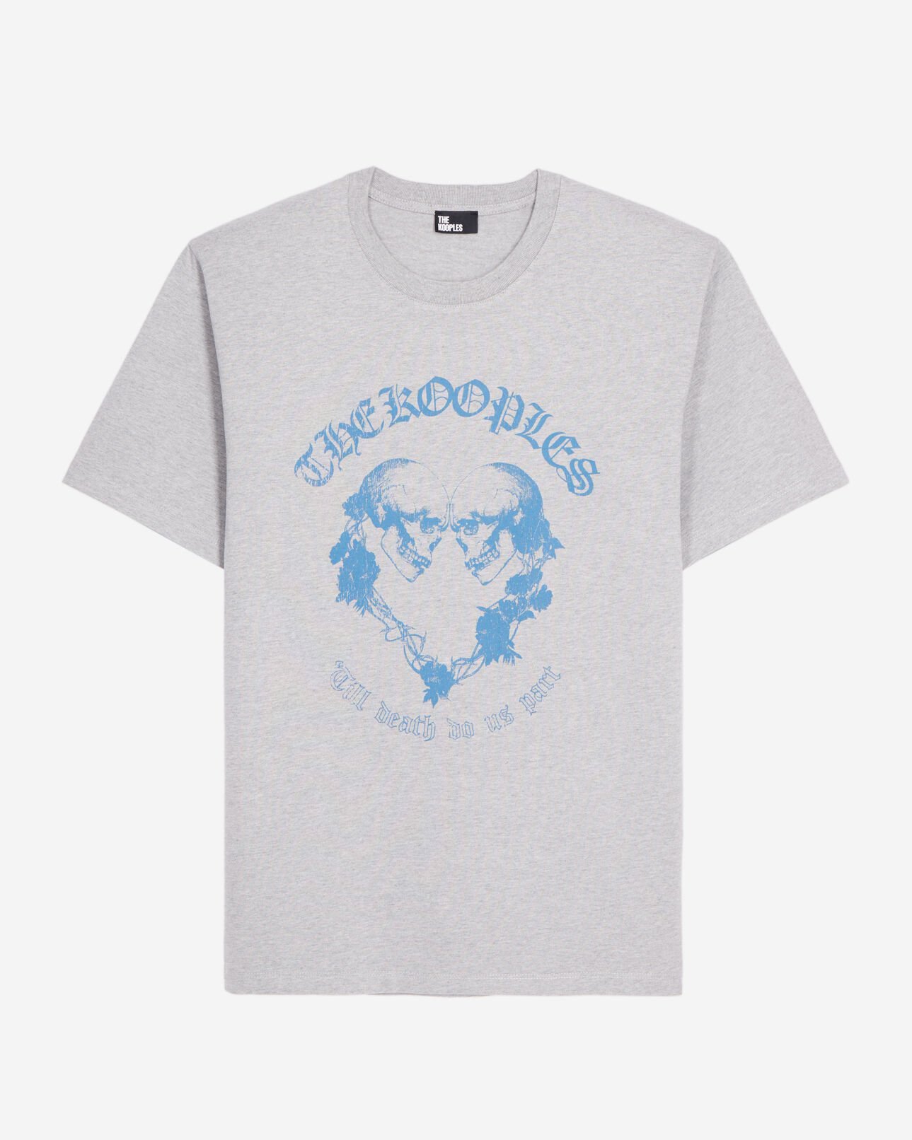 The Kooples MEN GREY MELANGE light grey t-shirt with skull heart serigraphy