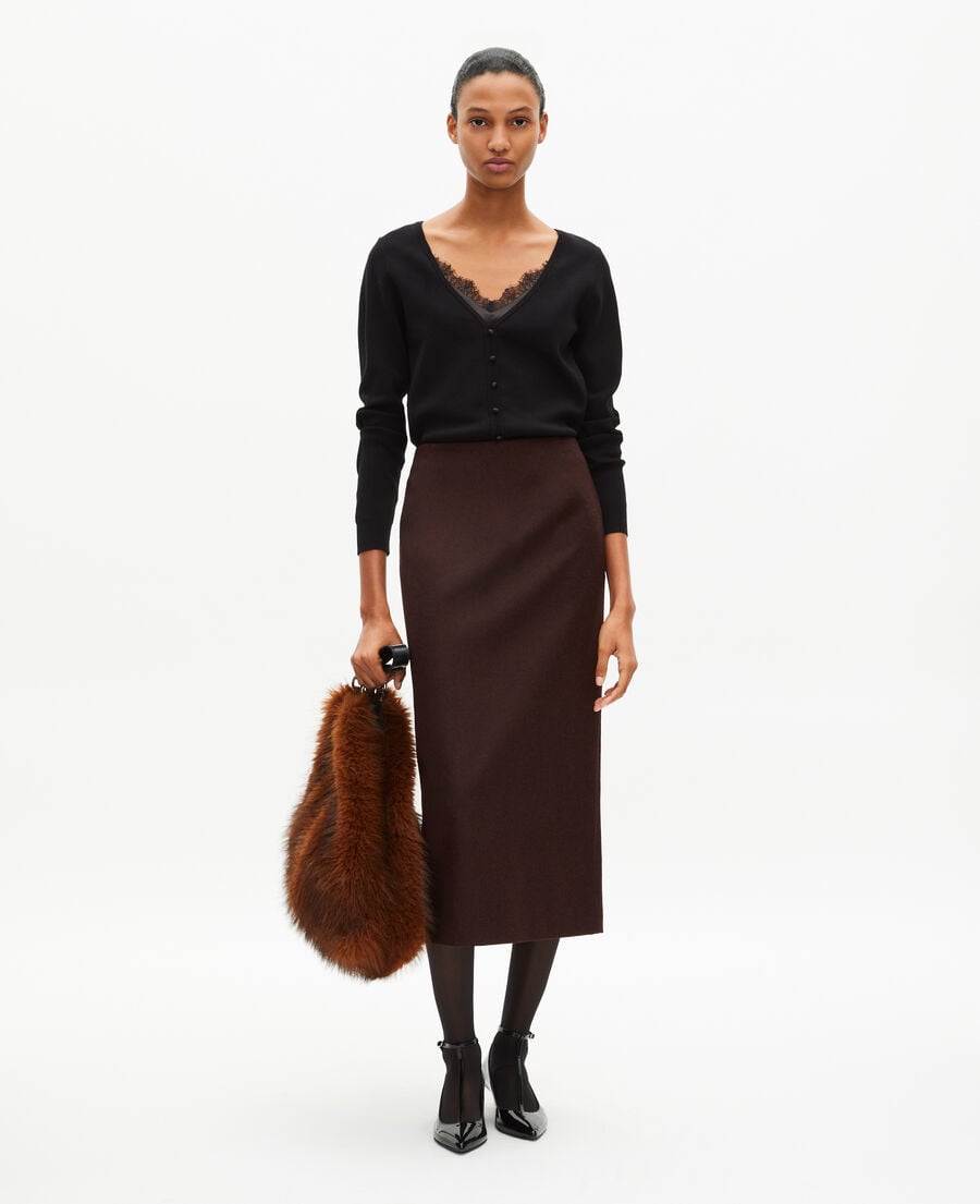 The Kooples F BROWN long brown pencil skirt